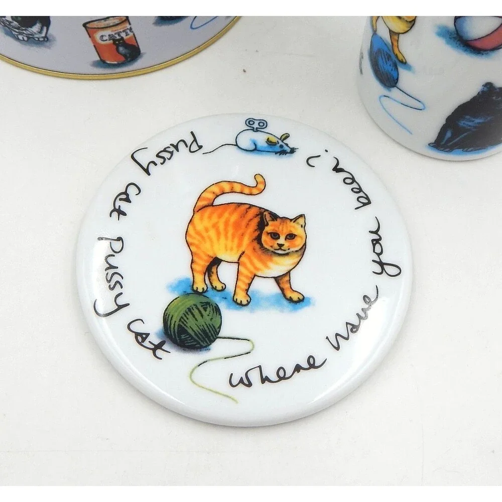 Cat Tea Coffee Mug Porcelain Bone China Paul Cardew Flair Rimmed 2010 Coaster